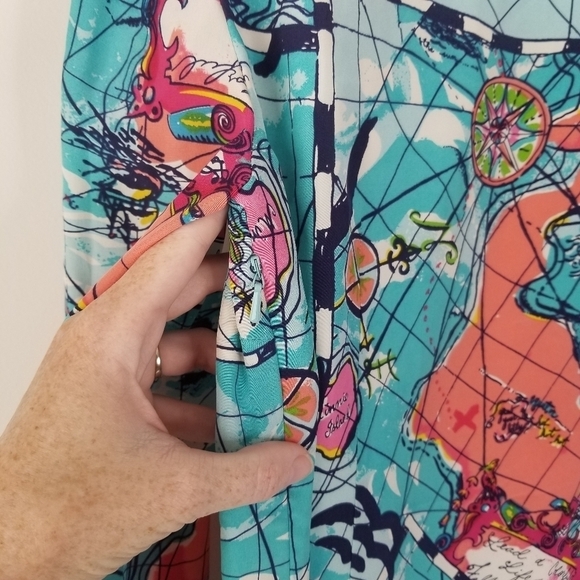 Lilly Pulitzer Silk Connie Dress X Marks the Spot Print Long Sleeve Tie Waist 2 - Picture 13 of 15